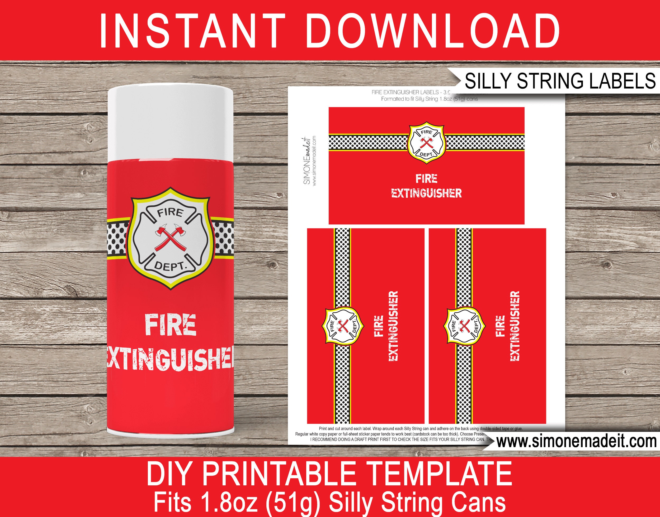 Fire Extinguisher Silly String Labels Printable Template  Etsy In Fire Extinguisher Certificate Template