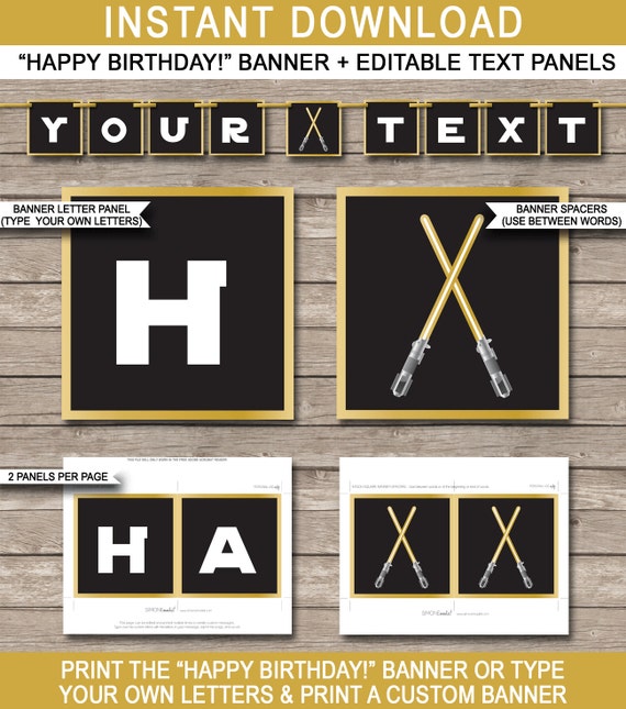 Star Wars Birthday Party Banner Happy Birthday Banner Custom