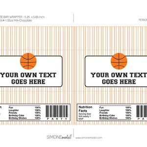 Basketball Party Candy Bar Wrappers - Party Favors - Chocolate Label ...