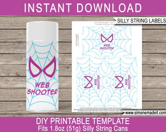 Spiderman Web Shooter Silly String Labels Printable Template Etsy Spiderman Web Shooter Silly String Labels Printable Template Etsy