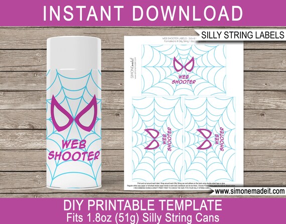 Web Shooter Silly String Label Printable Spiderman Template - Superhero ...