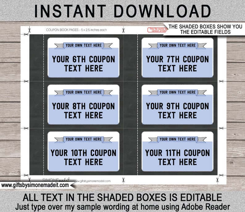 Printable Fathers Day Coupon Book Template Last Minute Etsy