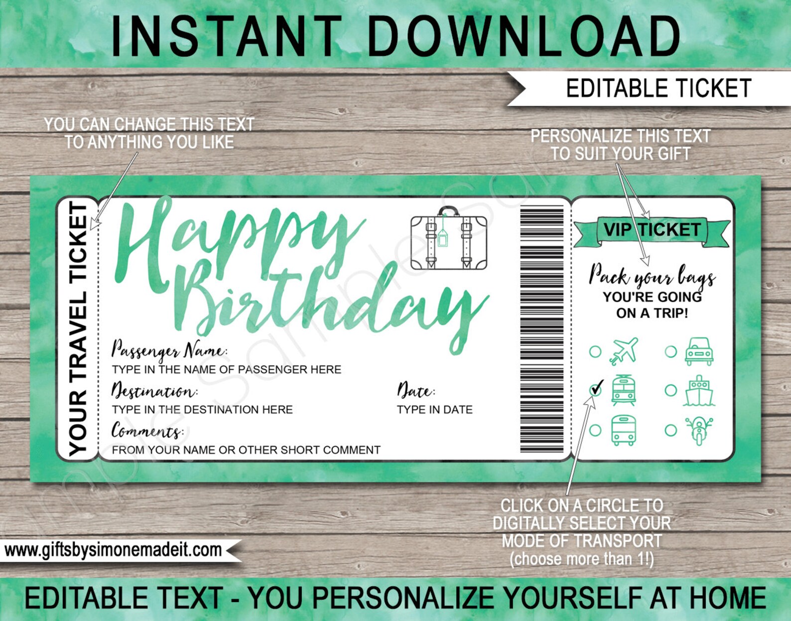 Birthday Travel Ticket Surprise Holiday Reveal Gift Idea Etsy