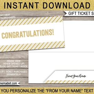 Funda/Sobre Imprimible para Boletos de Regalo de Felicitaciones - DESCARGA INSTANTE con texto EDITABLE - editas e imprimes en casa