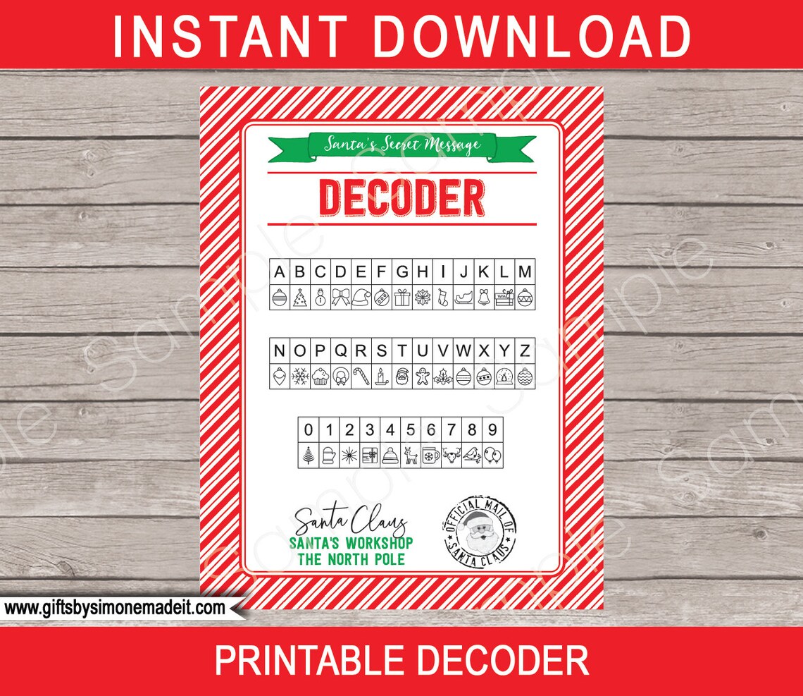 Secret Message From Santa Printable Template Christmas - Etsy