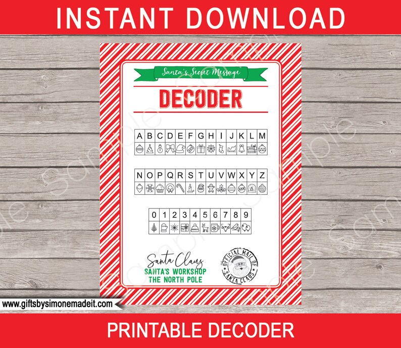Secret Message From Santa Printable Template Christmas - Etsy
