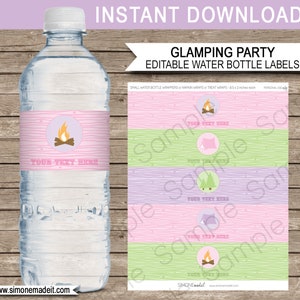 Glamping Party Templates with Invitation Printable Camping Theme Birthday Decoration Package Pack Bundle Set Collection, DIY EDITABLE TEXT image 6