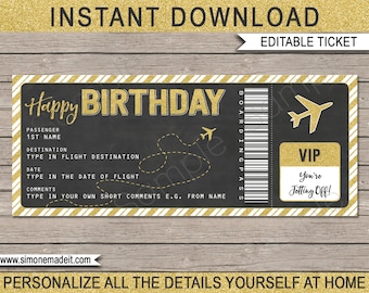 Birthday Boarding Pass Ticket: Surprise Trip Reveal (Editable Text Download)