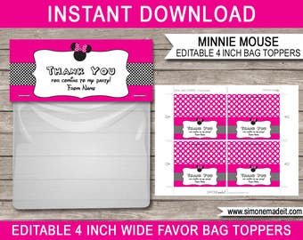 Pink And Gold Minnie Mouse Cupcakes Toppers Printable Minnie Etsy