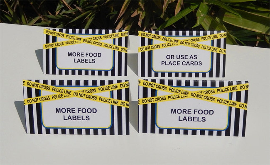 Police Party Food Labels Police Theme Placecards Food | Etsy