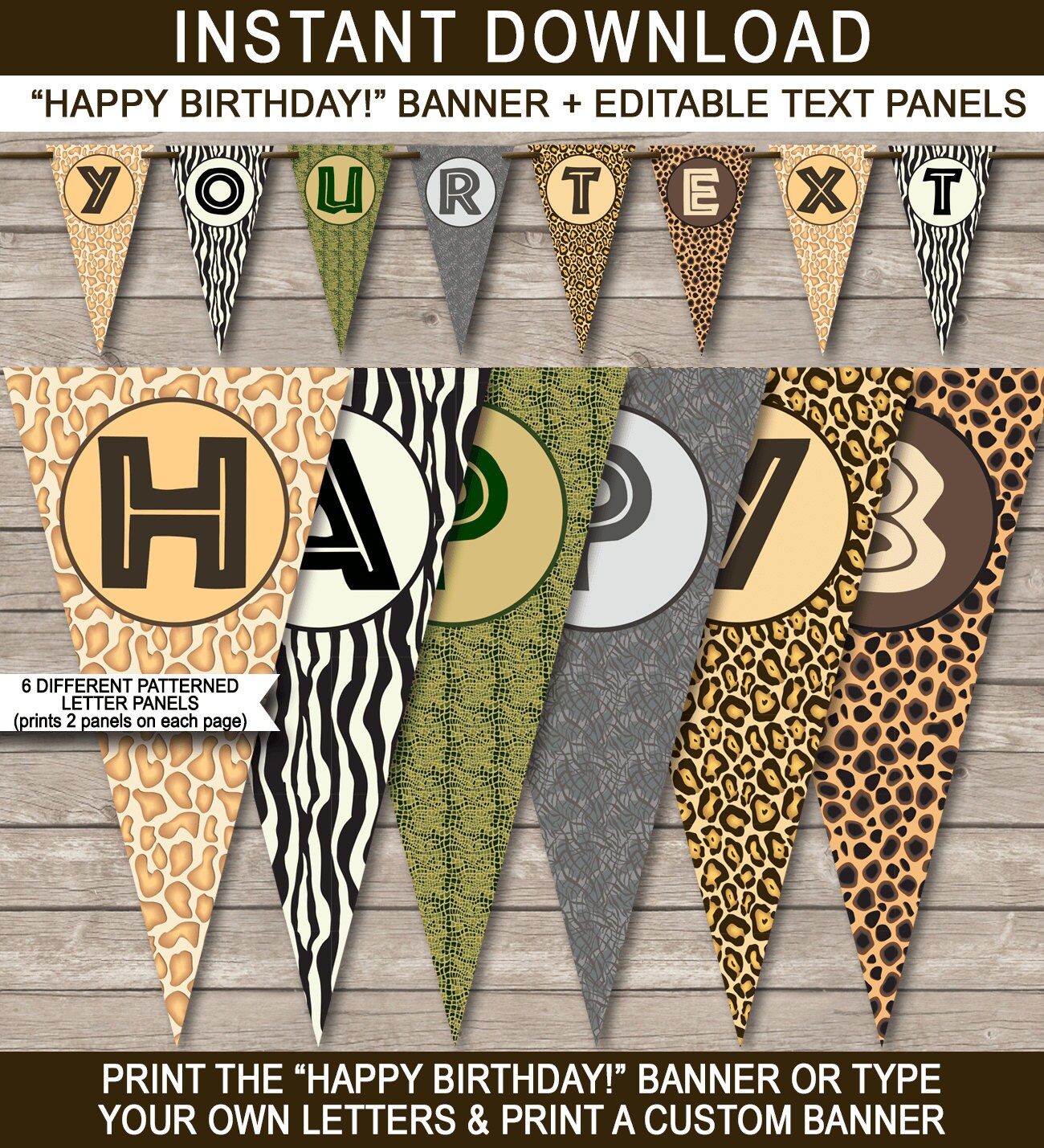 Safari Party Banner Template Animal Zoo Jungle Wild One - Etsy