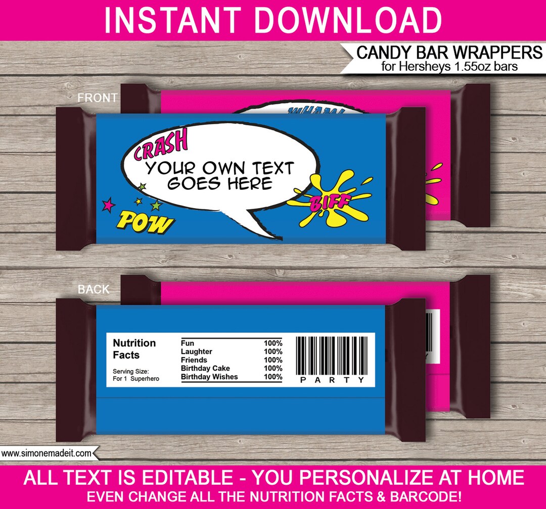Supergirl Candy Bar Wrappers Template Printable Superhero Theme Birthday Party Favors Custom Personalized Chocolate Labels - Etsy supergirl-candy-bar-wrappers-template-printable-superhero-theme-birthday-party-favors-custom-personalized-chocolate-labels-etsy