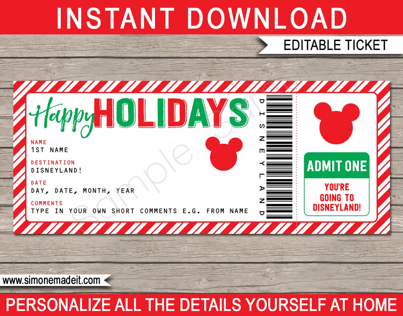 Disneyland Ticket Surprise Trip to Disneyland Printable Etsy