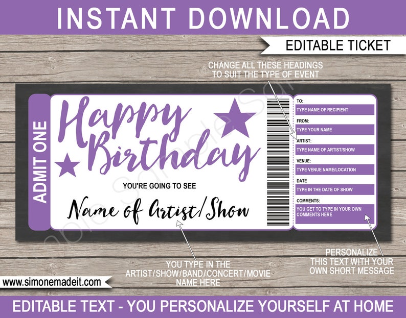 Surprise Show Ticket Birthday Gift Printable Template Etsy surprise-show-ticket-birthday-gift-printable-template-etsy