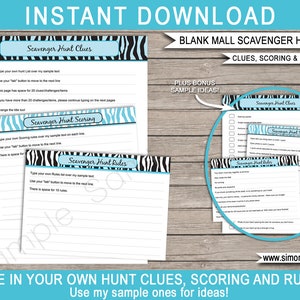 Mall Scavenger Hunt Template Bundle Printable Birthday Party Decorations & Invitation full Package Pack Set Kit Collection image 6