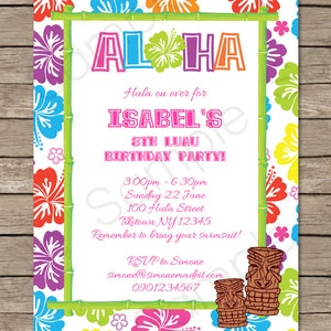 Luau Party Templates Invitation Printable Hawaiian Theme Birthday Party Decorations DIY EDITABLE TEXT image 3