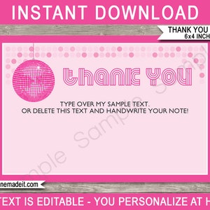 Disco Ball Geburtstagsparty Dankeskarten Vorlage - Druckbare Tanz Thema Geburtstagsparty Notizen - Geschenkanhänger - 10,5x15,5 cm - SOFORTIGER DOWNLOAD - EDITIERBARER Text