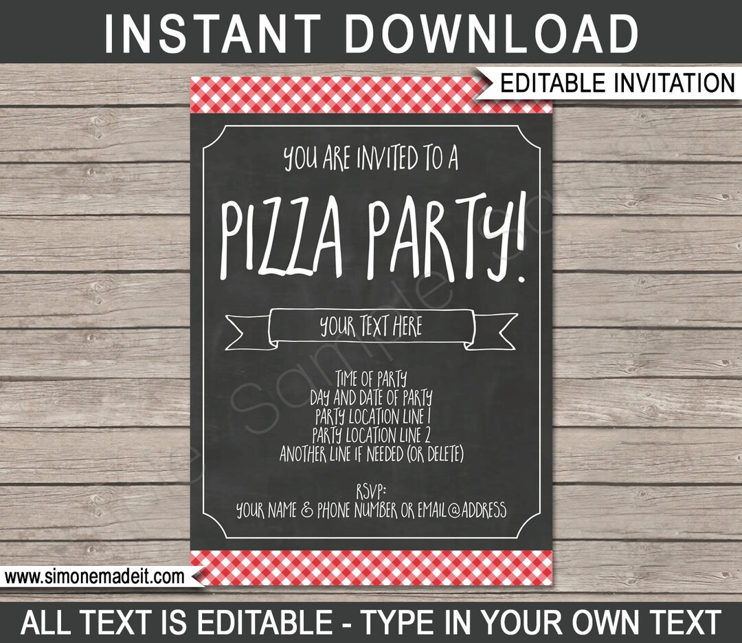 Pizza Party Invitation Template - Printable Invite - Great for a ...
