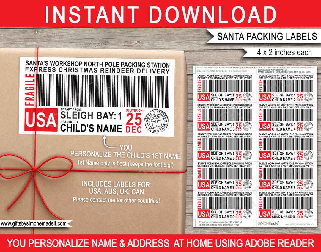Santa Packing Label Printable Template - From Santa Christmas Gift Tag ...