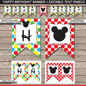 Mickey Mouse Party Printables Decorations &amp; Invitation Template Bundle ...