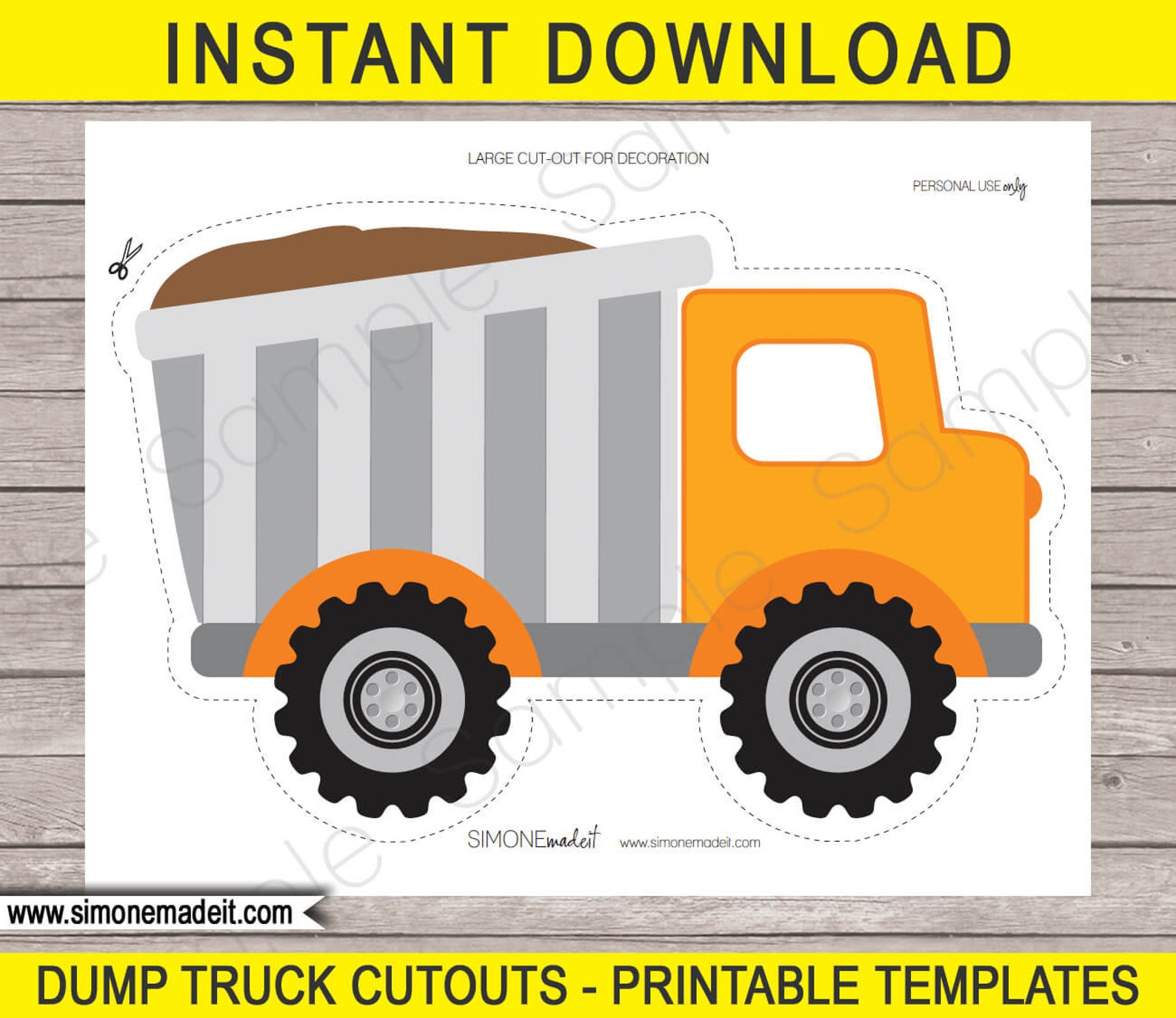 Construction Truck Cutouts Printable Birthday Party | Etsy