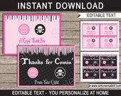 Pirate & Princess Birthday Party Favor Tags Printable Template - Thank You Tags - INSTANT DOWNLOAD with EDITABLE text - you personalize Il_170x135