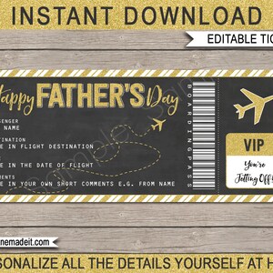 Vatertag Bordkarte Ticket Geschenkgutschein - Überraschungsflug Reise Urlaub - Papa - Geschenkgutschein Coupon - EDITIERBARER TEXT DOWNLOAD