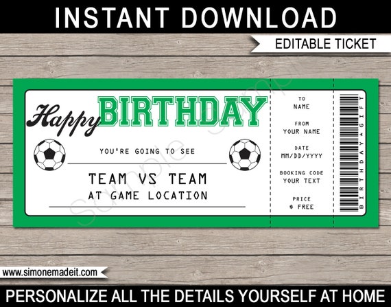 soccer game ticket birthday gift surprise ticket to a soccer game