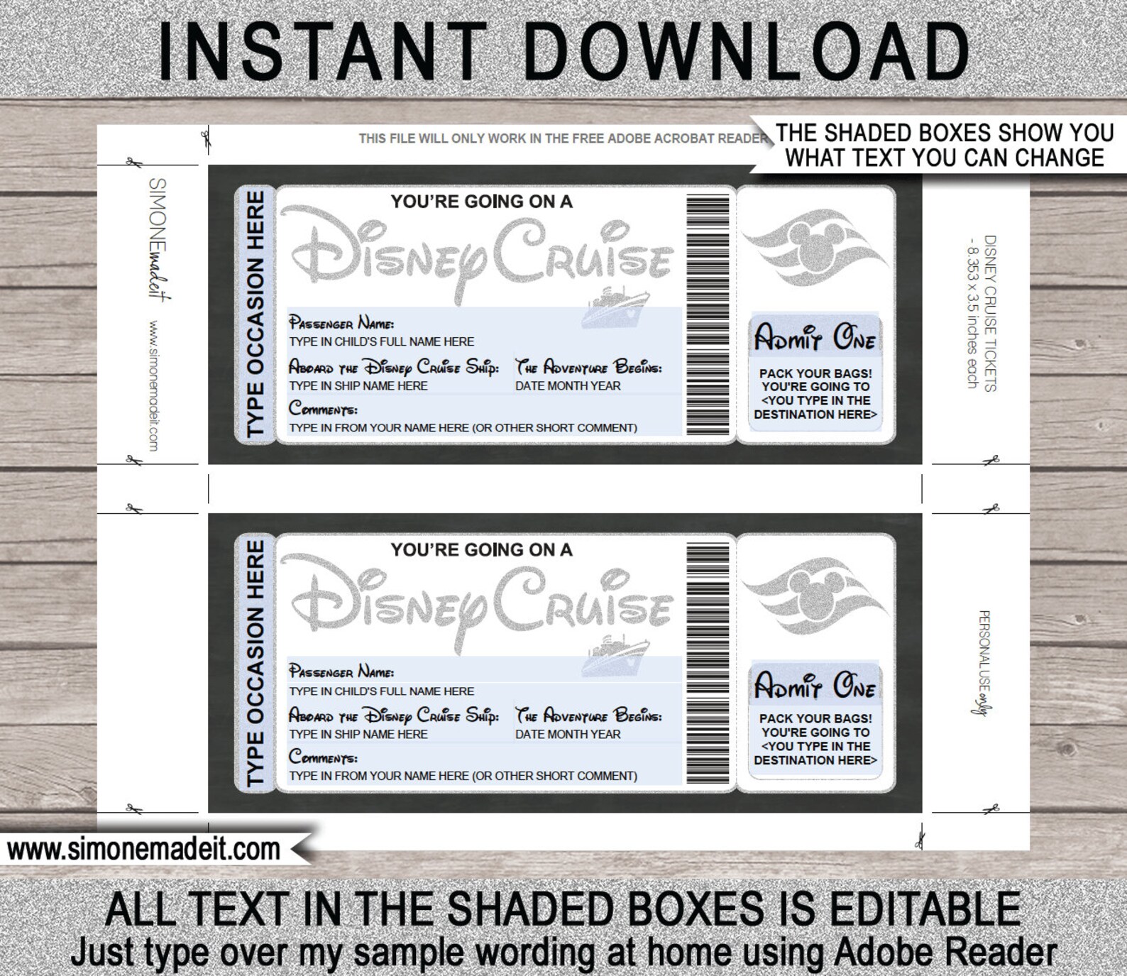 Disney Cruise Announcement Surprise Disney Cruise Ticket Etsy