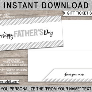 Fathers Day Ticket Sleeve Druckbare Vorlage - Vatertagsgeschenkgutscheine Zertifikatskarte Coupon für Papa - EDITIERBARER TEXT-DOWNLOAD