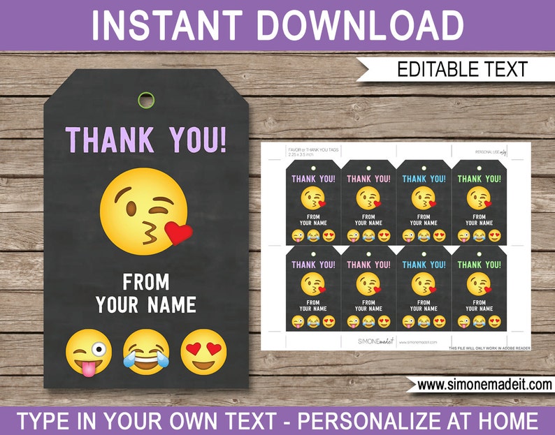 Emoji Party Template Bundle Invitation Printable Birthday Theme Decoration Package Pack Kit Set Collection Girls Emojional DOWNLOAD image 4