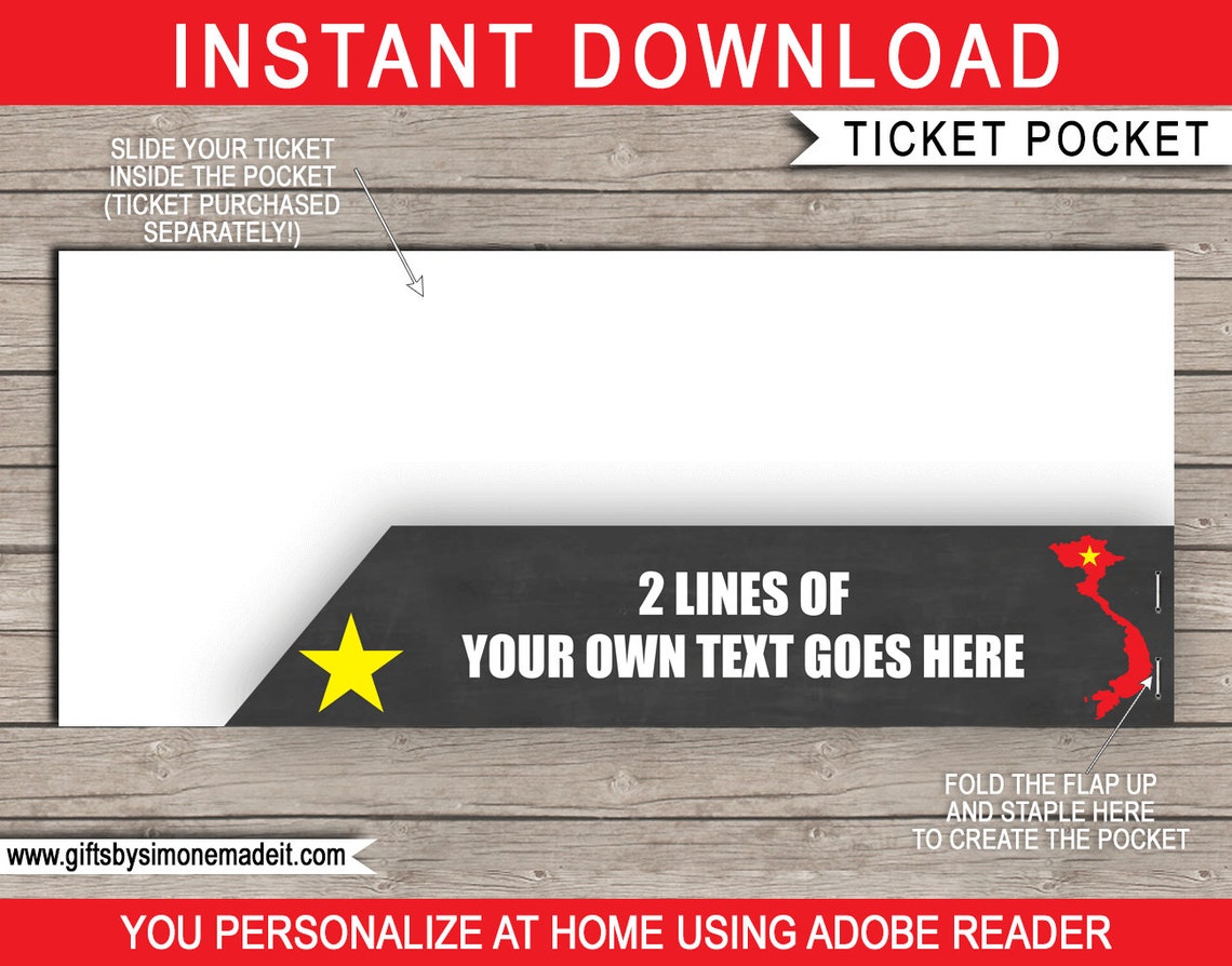 Ticket Jacket Template.pdf Vietnam Trip Ticket Jacket Template: Surprise Reveal Gift (INSTANT ...