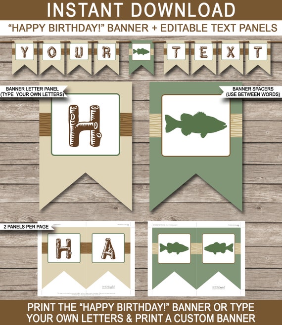 Fishing Party Banner Printable Gone Fishing Theme Decorations