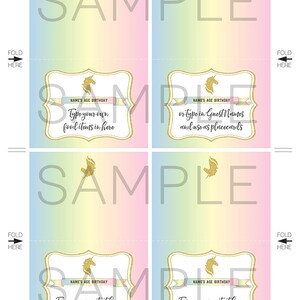 Unicorn Food Labels - Unicorn Theme Party Decorations - Place Cards ...