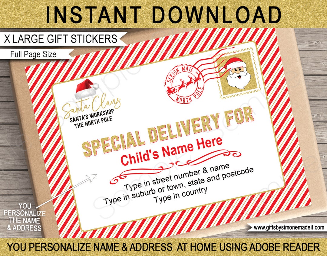 Santa Address Labels Printable Template - Extra Large Christmas ...