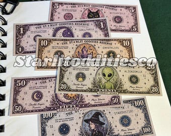 Fantasy Printable Money | Starlit Oddities Witchy Journal Ephemera (Digital Download)