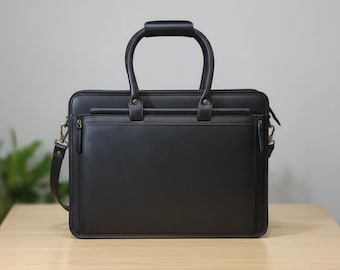 Leather Laptop Messenger Bag for Men – Custom & Personalized Briefcase, Christmas Gift for Him