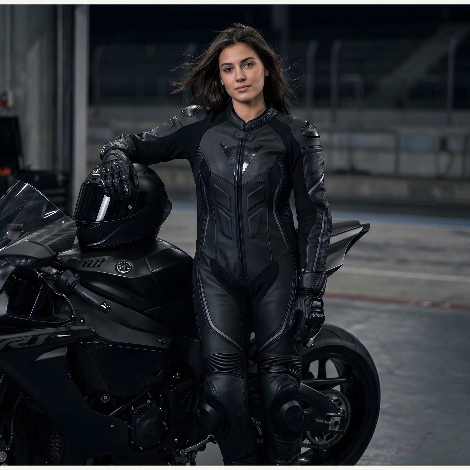 Women Black Motorcycle Racing Suit Leather Biker Suit Custom Motorbike Gear