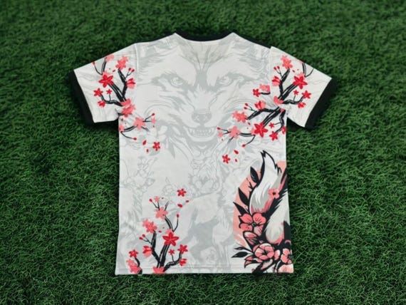 FLUSS needle punch football shirts 花柄 Japan Kitsune 2025/26 Concept Jersey | Cherry Blossom Fox Edition