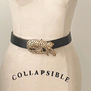 Vintage MIMI Di Leopard Statement Belt Buckle, Gold Tone  display picture 1