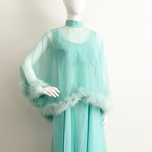 Women's Sea Green Chiffon Fit and Flar Dress