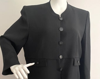 Vintage Sonia Rykiel black blazer, minimalist blazer, France, 3/4 sleeves, black designer jacket