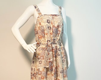 Vintage midi 1970's sundress, overlay belted sundress, Julie Miller of California sundress, floral sundress