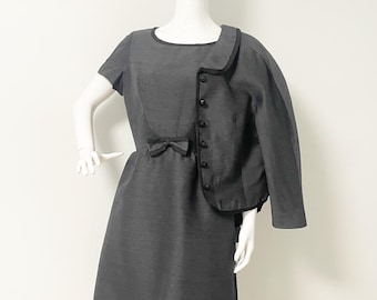 Vintage 50's gray dress suit, two piece, jacket, 1950's