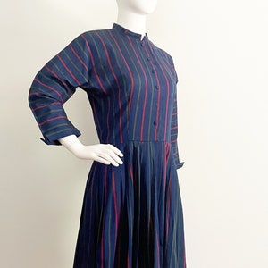 Vintage 1950&#39;s shirt dress,  Youth Guild NY,  day dress, striped dress, blue button down day dress