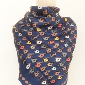 Vintage silk square scarf, argyle sock, hosiery, Carolina Hosiery Assn, novelty print scarf