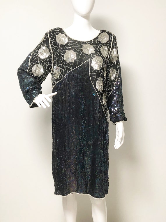 Vintage dress black beaded Gem