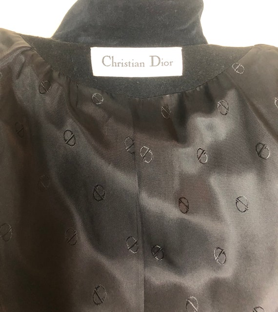 Christian Dior wool coat, velvet trimmed coat, bl… - image 2