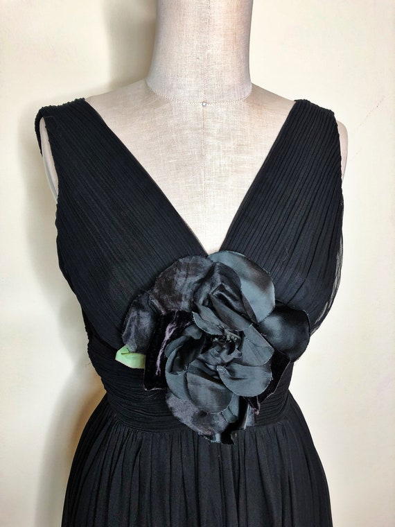 Vintage chiffon party dress, black dress, 50's co… - image 1