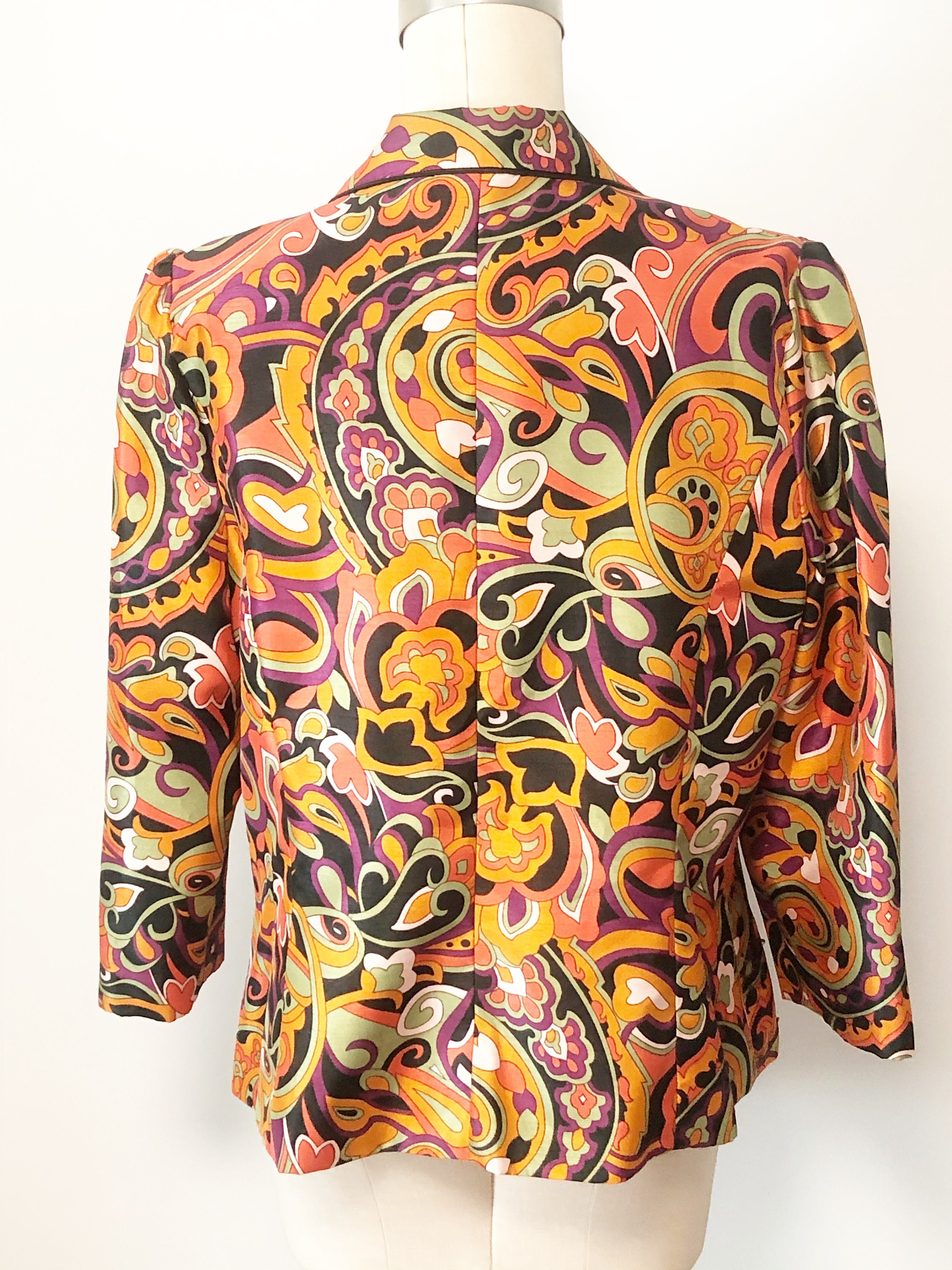 Vintage Victor Costa Blazer/jacket Psychedelic Print Beaded - Etsy